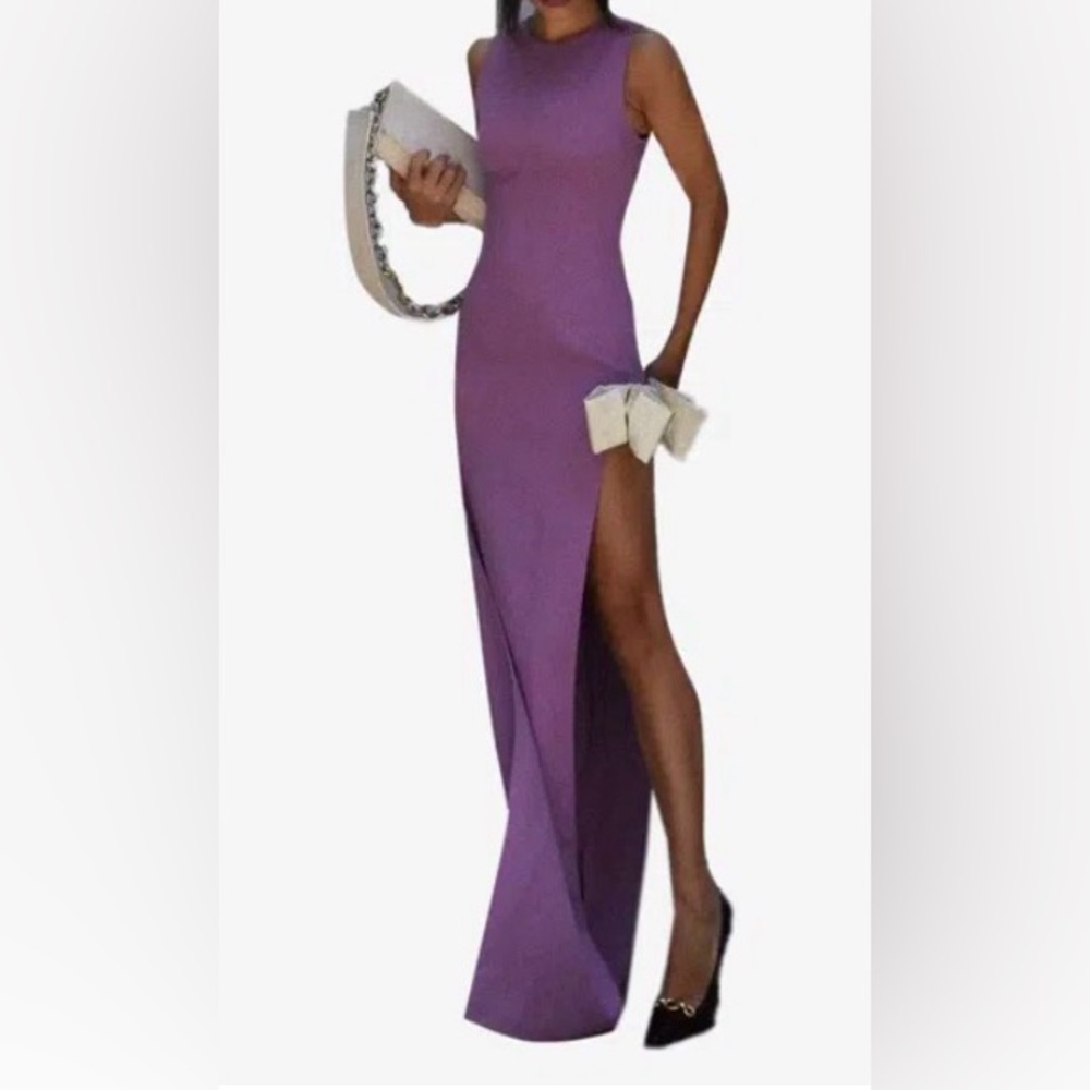 NWT Atoir Jana Bow Embellished Maxi Dress In Violet. Size US 6